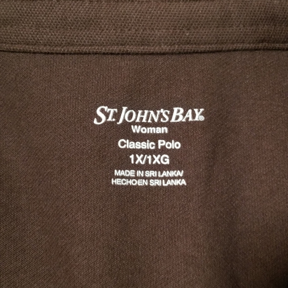 NWT St John's Bay Brown Classic Polo Short Sleeve Shirt Size 1X - Picture 3 of 7